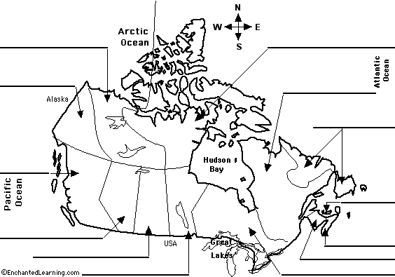 blank map of canada to label