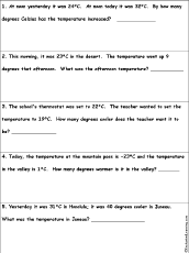 Search result: 'Celsius Temperature Word Problems Worksheet #1'