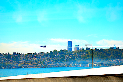 Blue Angel in Front of the Seattle Skyline