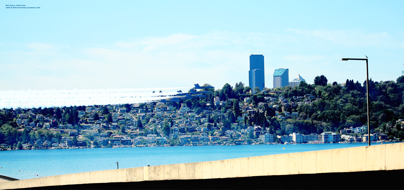 All Six Blue Angels Zooming by Seattle