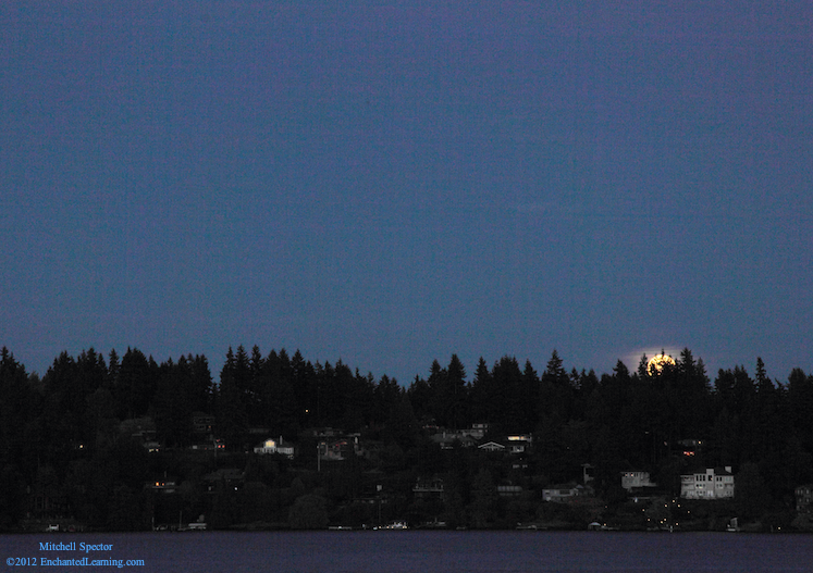 Second-Day Harvest Moon Just Peeking Over the Hills