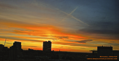 Sunset over London's East End