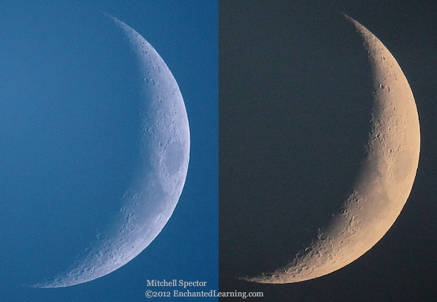 Waxing Crescent Moon, Day and Night