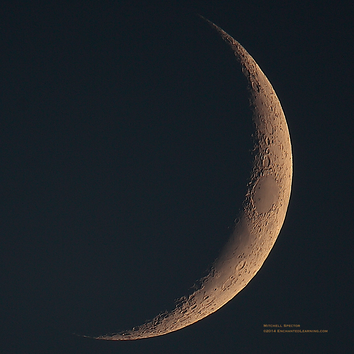 Waxing Crescent Moon 13% Illuminated - EnchantedLearning.com