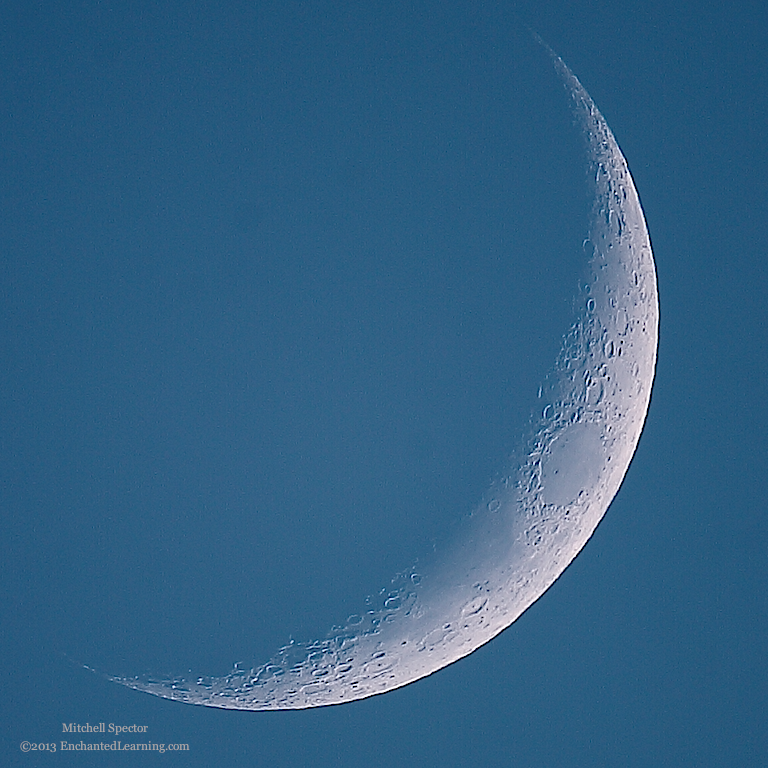 Waxing Crescent Moon, 14.8% Illuminated - EnchantedLearning.com