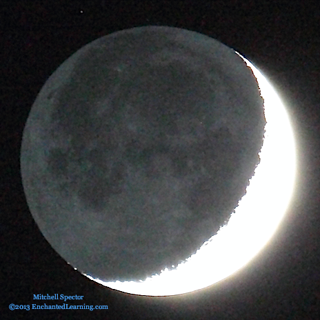 Earthshine on a Waxing Crescent Moon