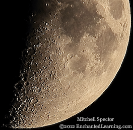 Close-up of Bottom Half of First-Quarter Moon