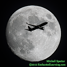 Jet Flying in Front of the Nearly Full Moon