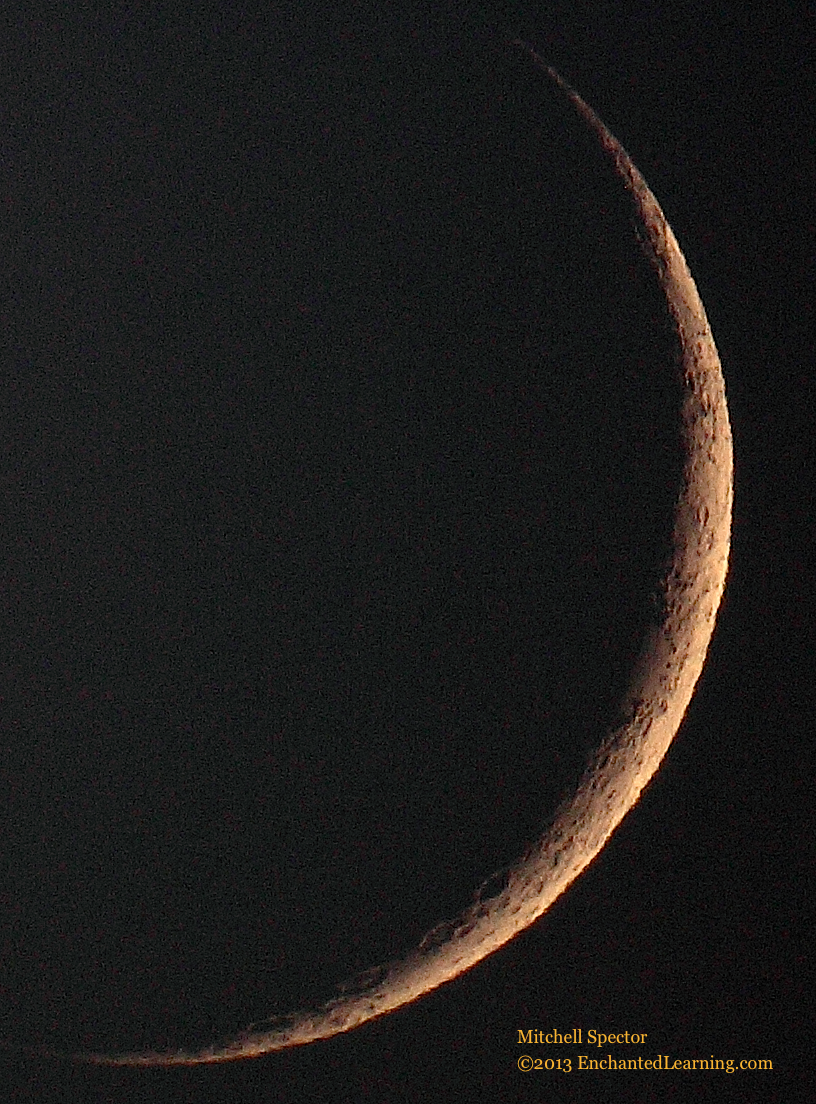 Waxing Crescent Moon, 5.8% Illuminated - EnchantedLearning.com