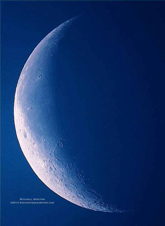 Waning Crescent Moon in the Blue Morning Sky