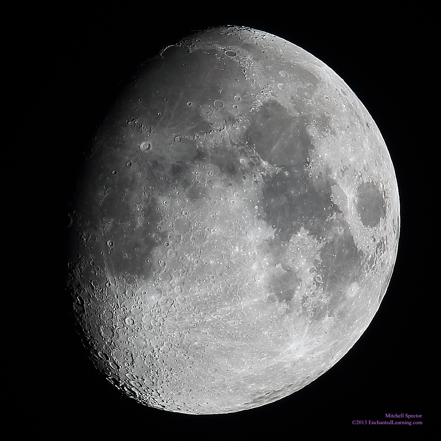 moonの宝物5 Waxing Gibbous Moon, 84% Illuminated - EnchantedLearning.com