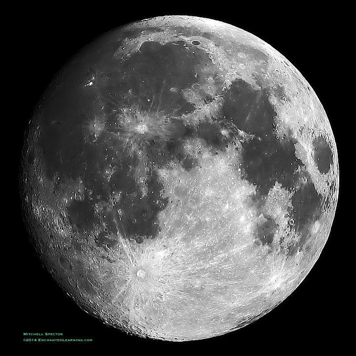 Nearly Full Moon 98% Illuminated - EnchantedLearning.com