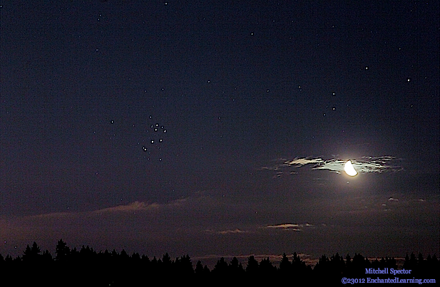 Pleiades and Moon Rising