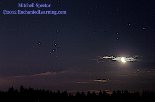 Pleiades and Moon Rising