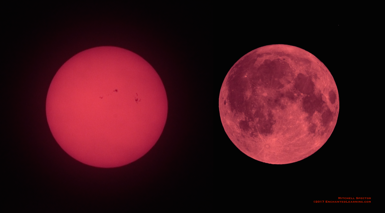 Sun and Full Moon, Red from Wildfire Smoke