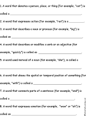 Parts of Speech Quiz