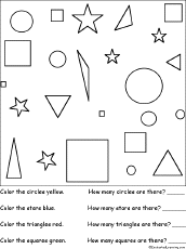 sorting color and count the shapes worksheet printout enchantedlearning com