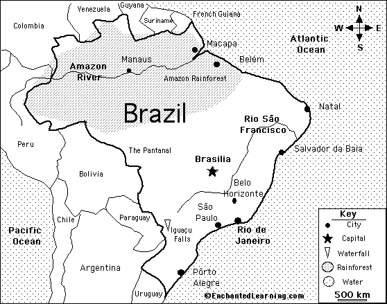 brazil map black and white