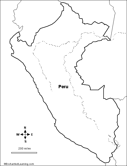 Outline Map Research Activity #3 - Peru - EnchantedLearning.com