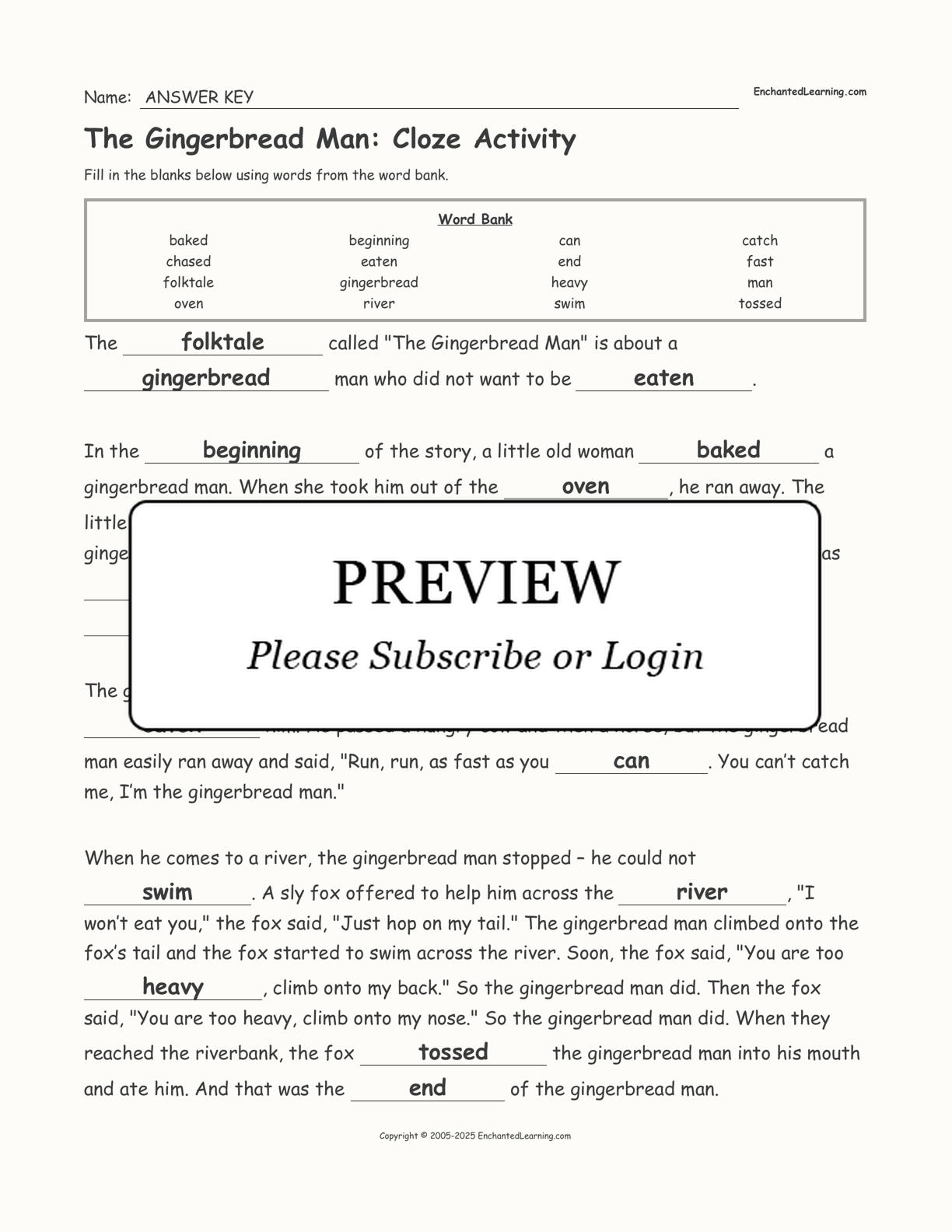 The Gingerbread Man: Cloze Activity interactive worksheet page 2