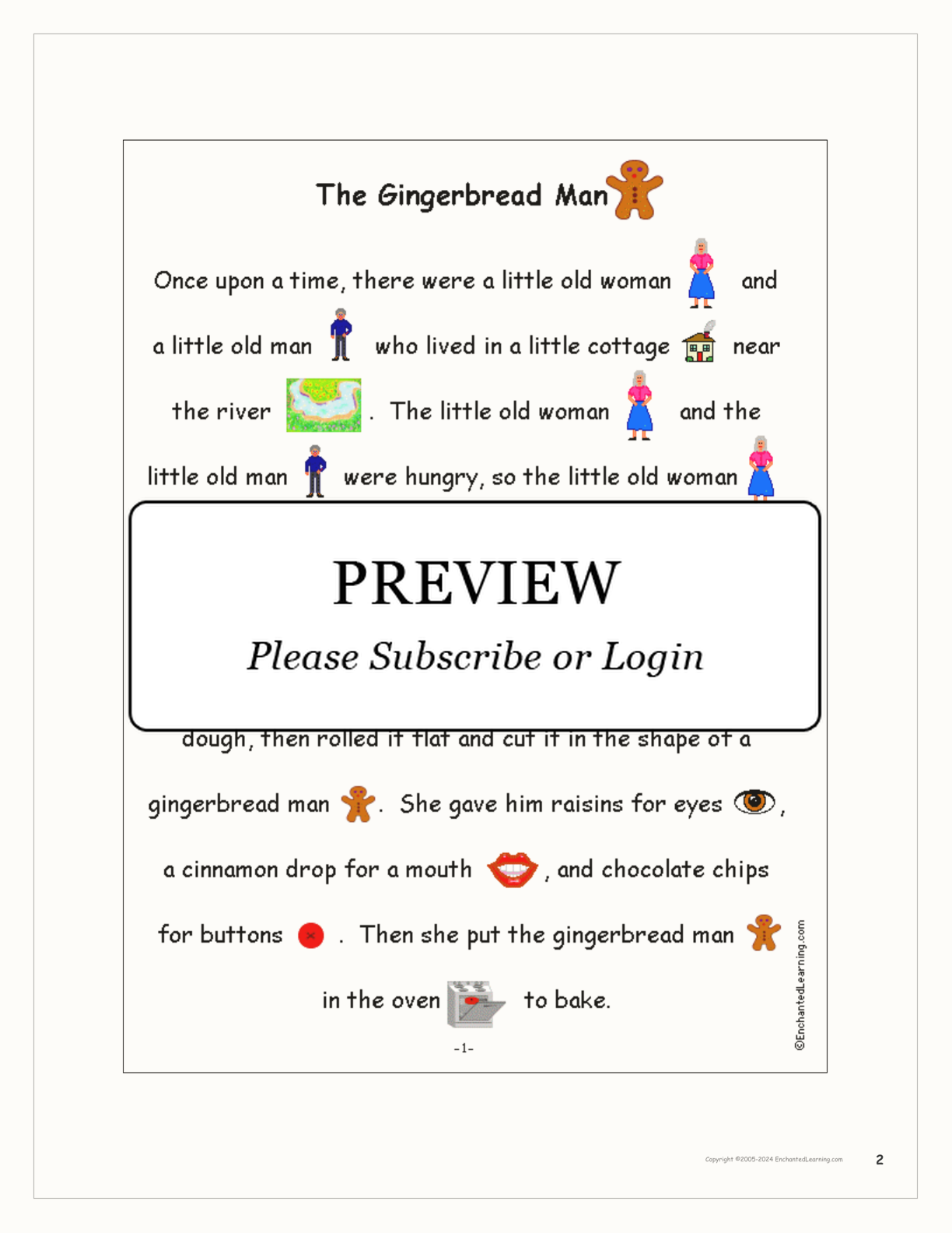 'The Gingerbread Man' Book interactive printout page 2
