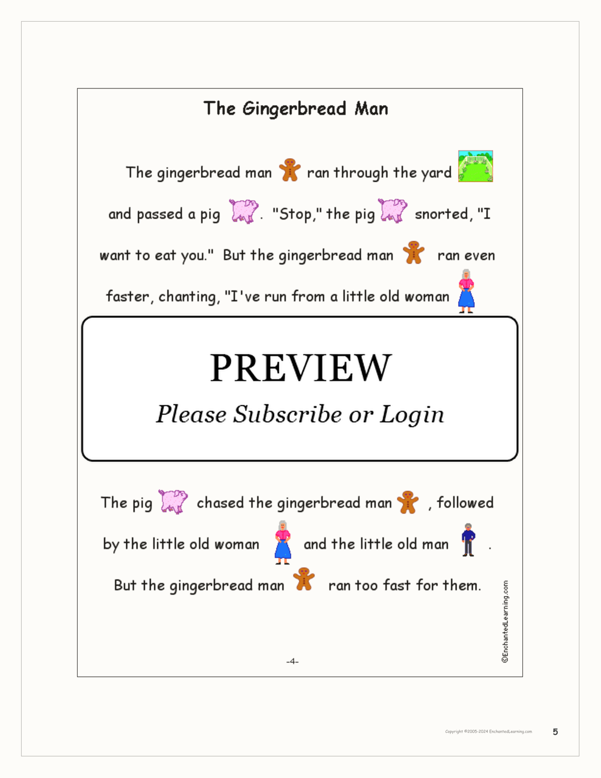 'The Gingerbread Man' Book interactive printout page 5