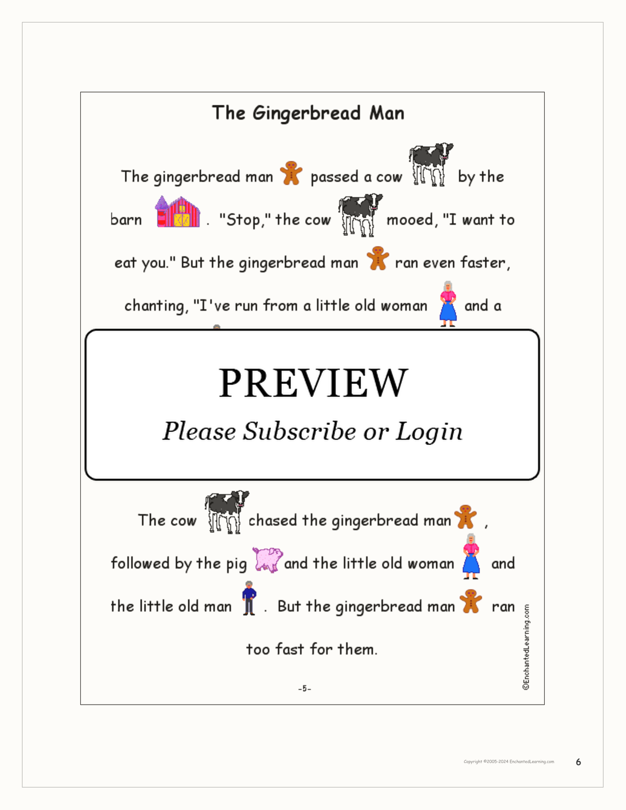 'The Gingerbread Man' Book interactive printout page 6