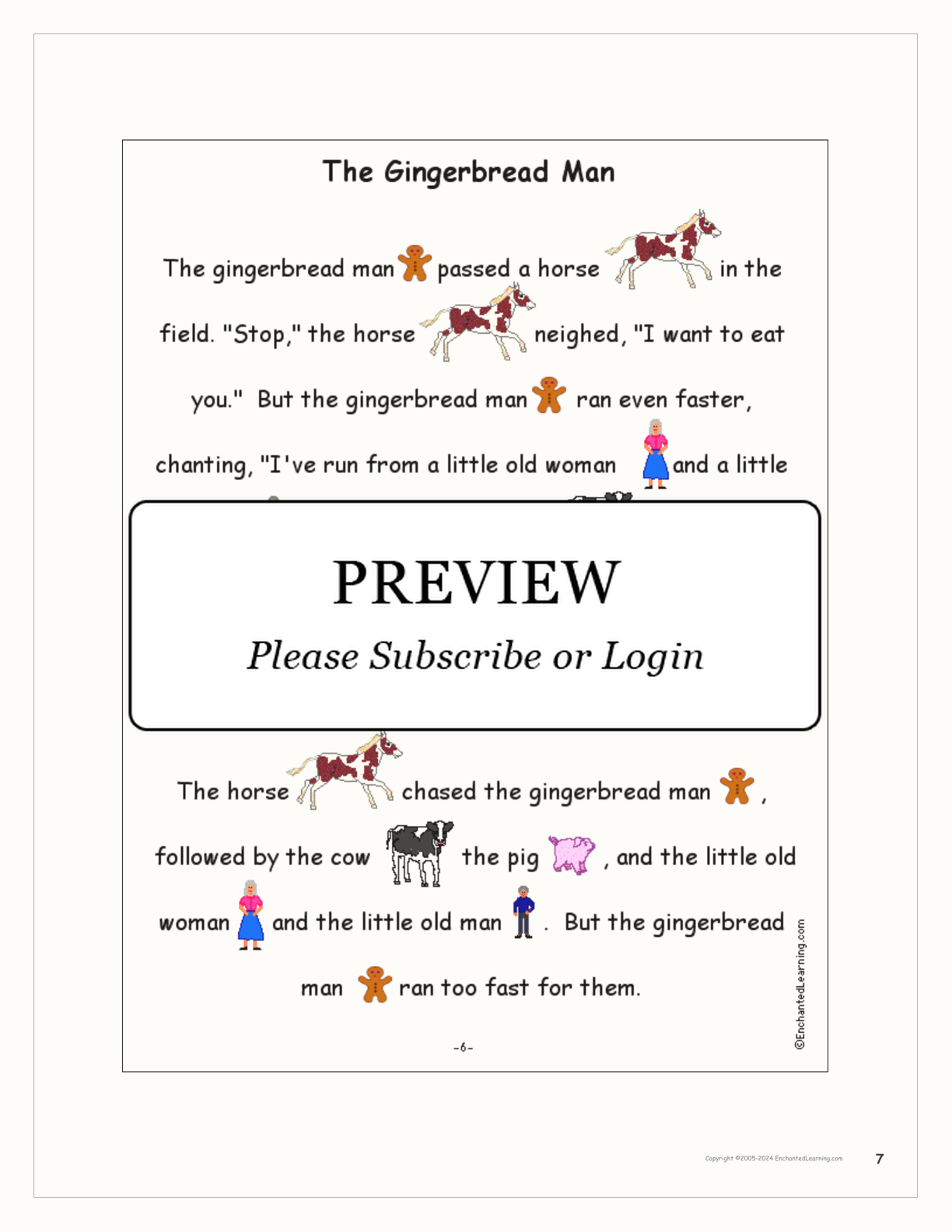 'The Gingerbread Man' Book interactive printout page 7