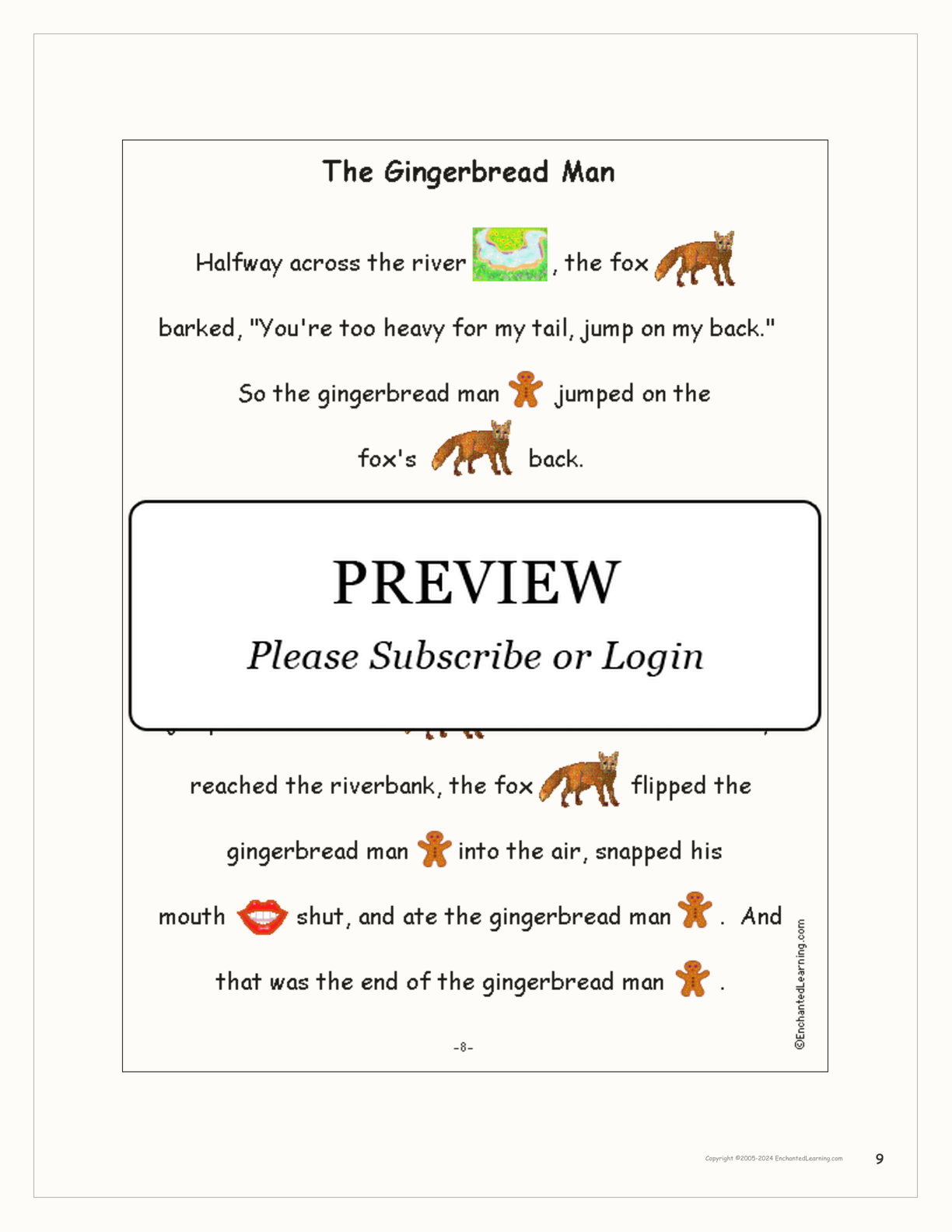 'The Gingerbread Man' Book interactive printout page 9