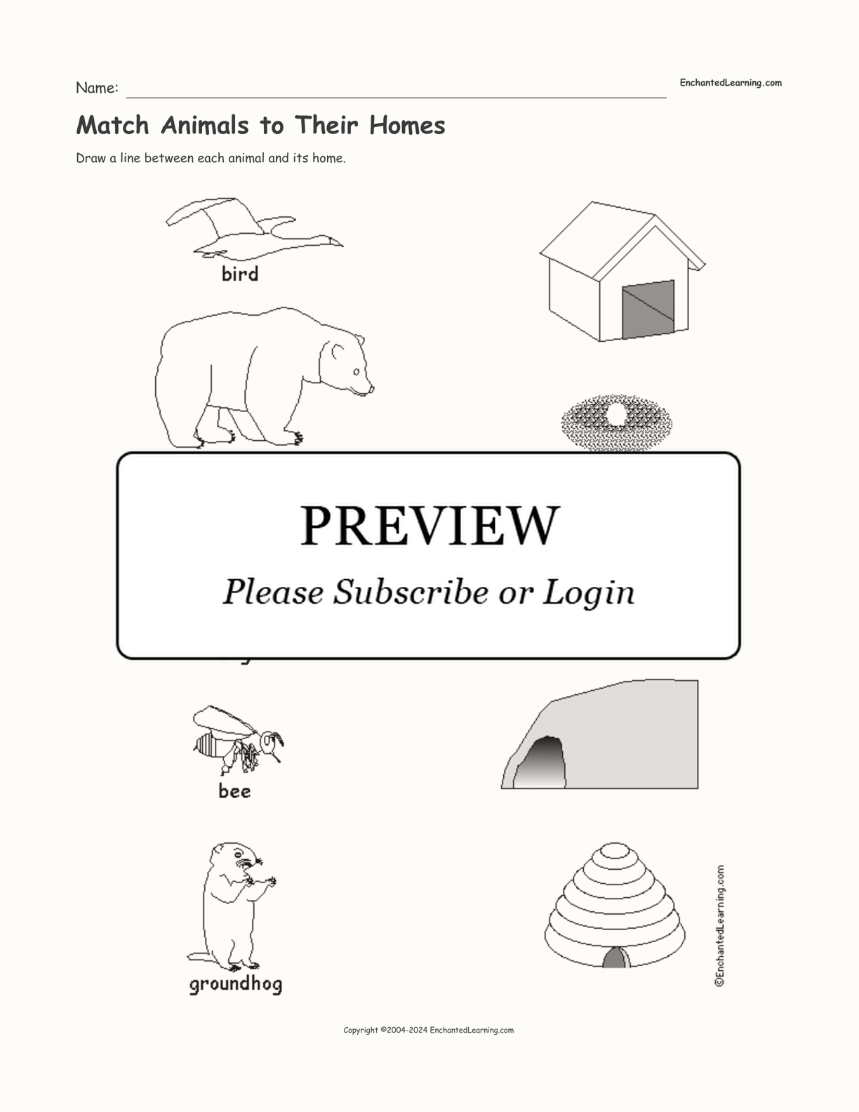 Match Animals to Their Homes interactive worksheet page 1