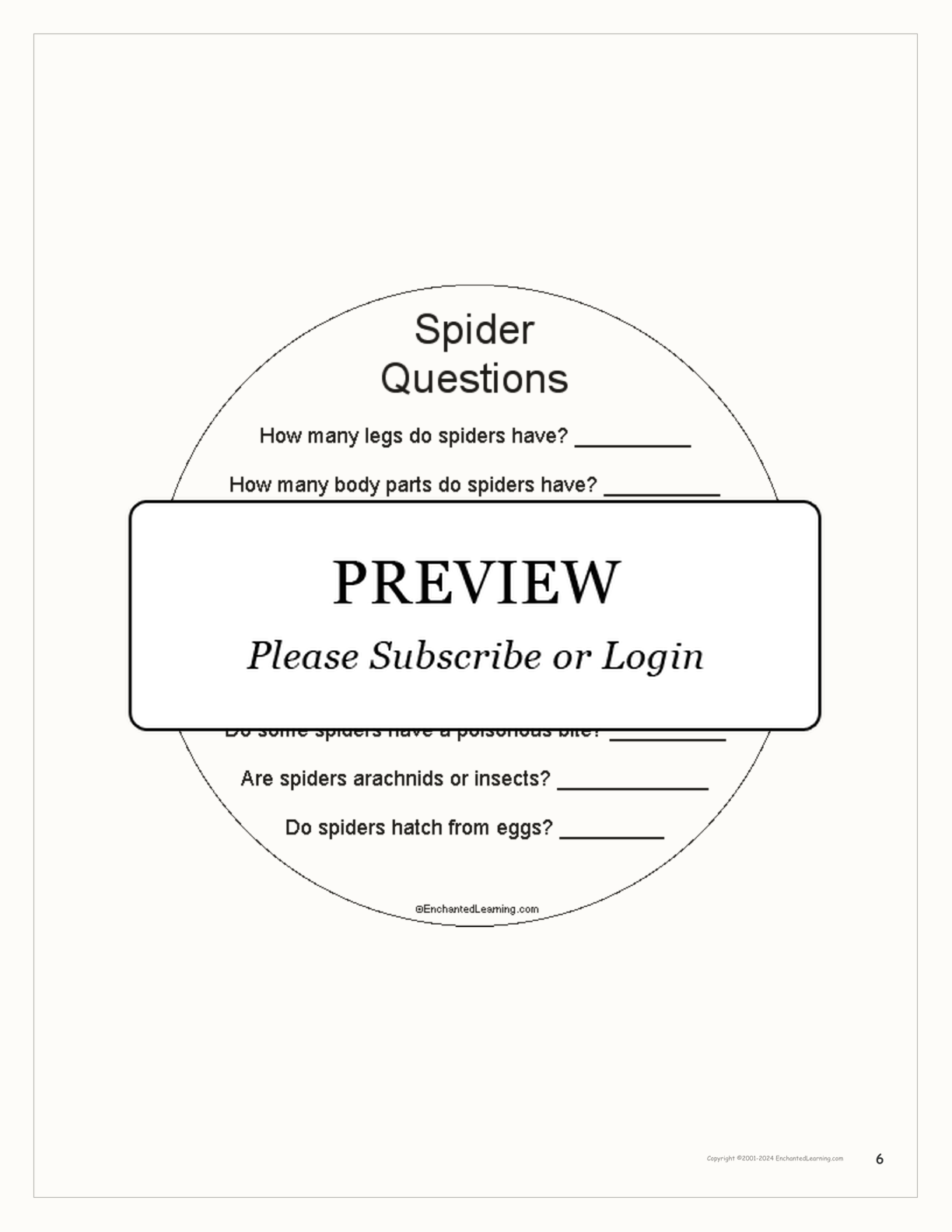 Spider Shape Book interactive worksheet page 6