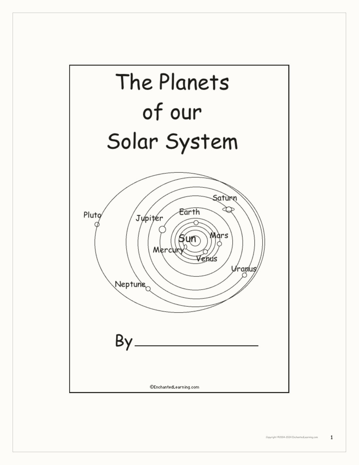 The Planets of our Solar System Book interactive printout page 1