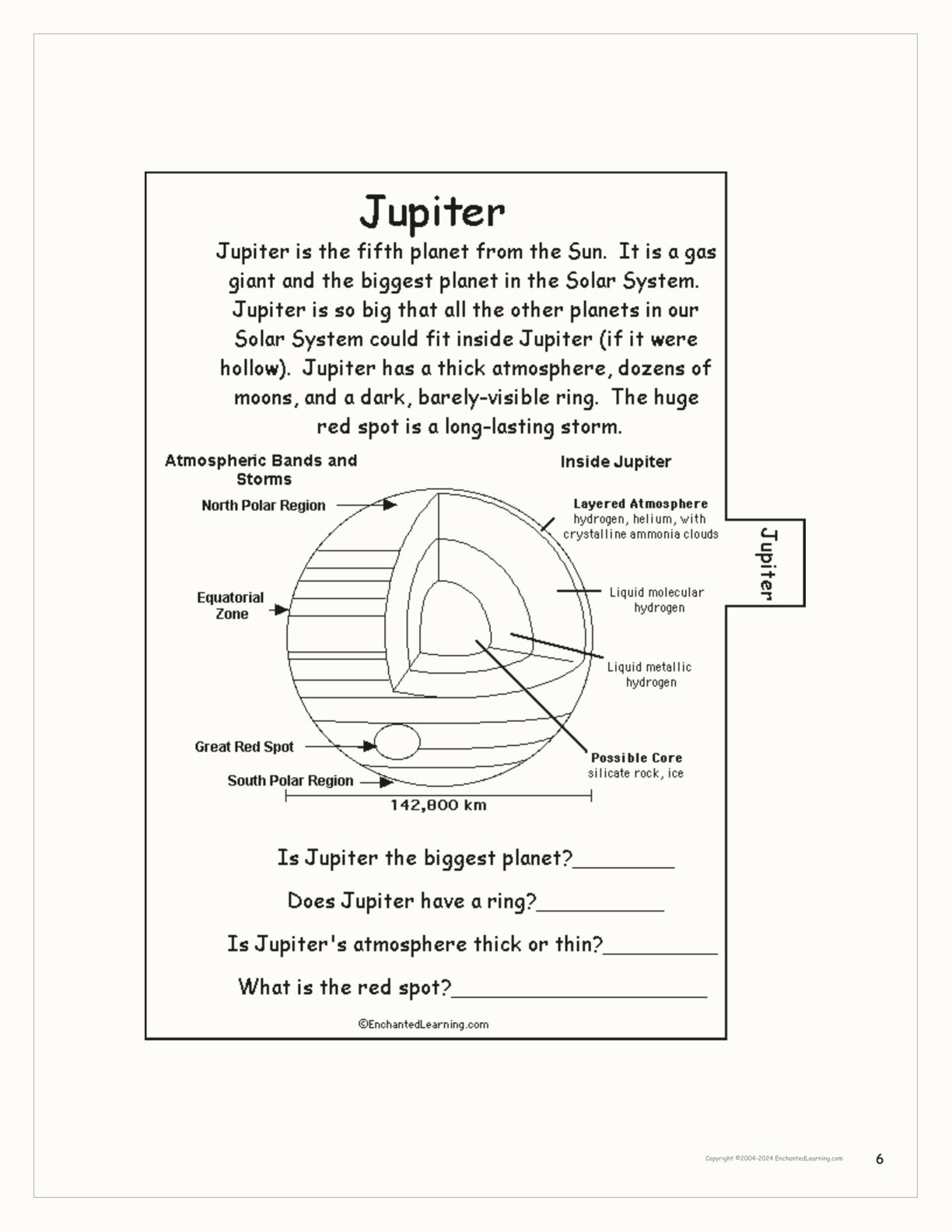 The Planets of our Solar System Book interactive printout page 6