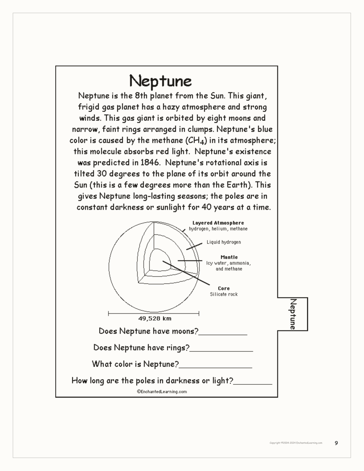 The Planets of our Solar System Book interactive printout page 9