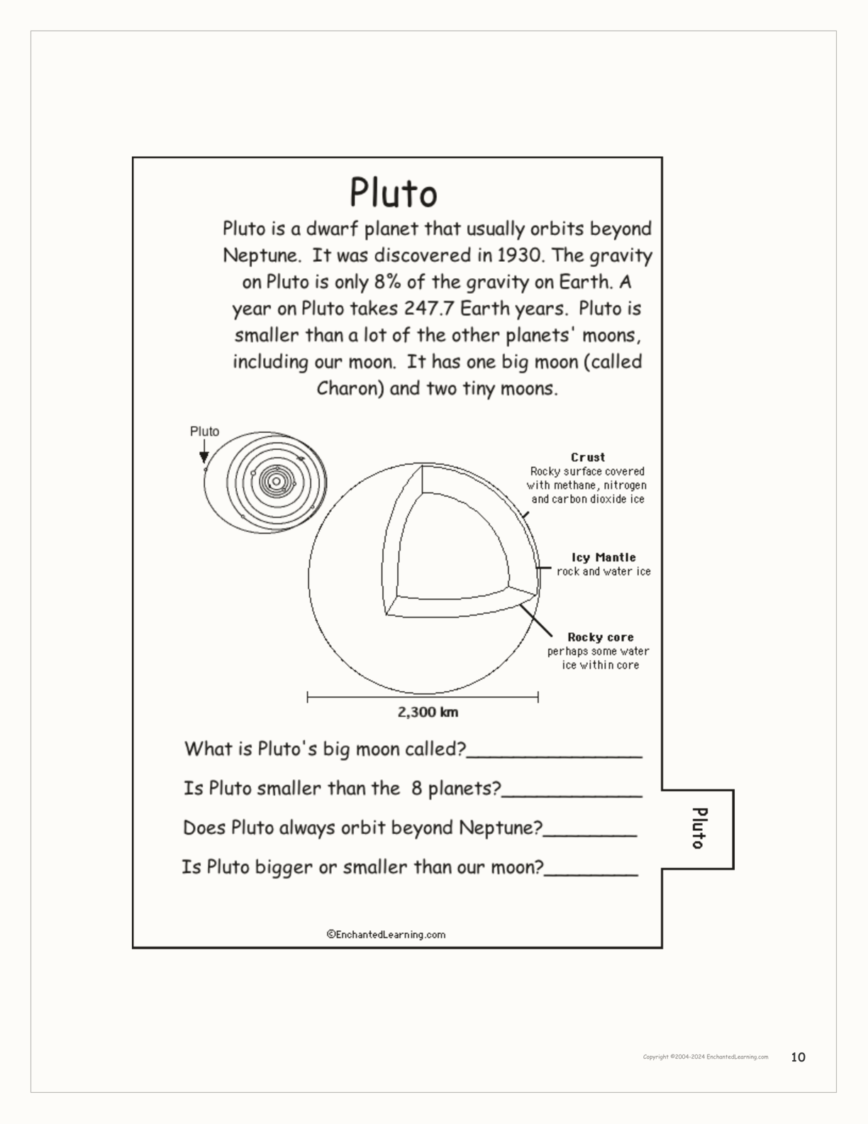 The Planets of our Solar System Book interactive printout page 10