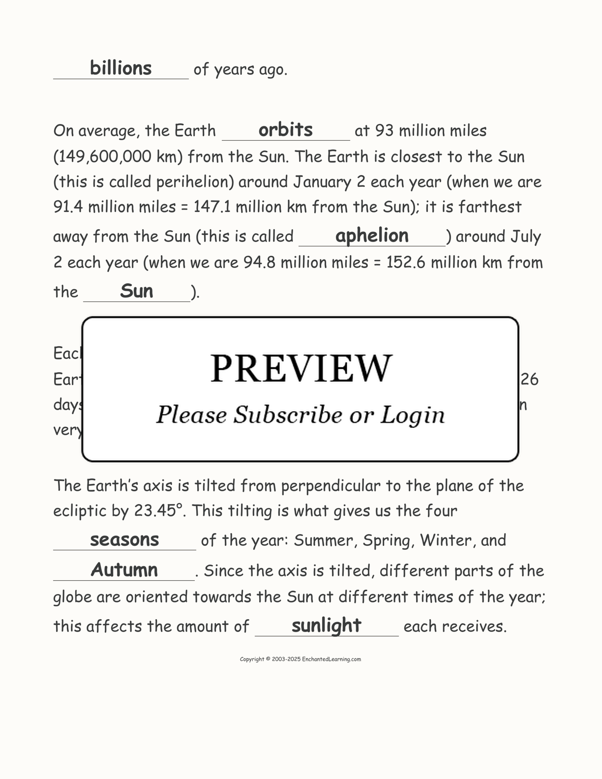 Earth: Cloze Activity interactive worksheet page 4