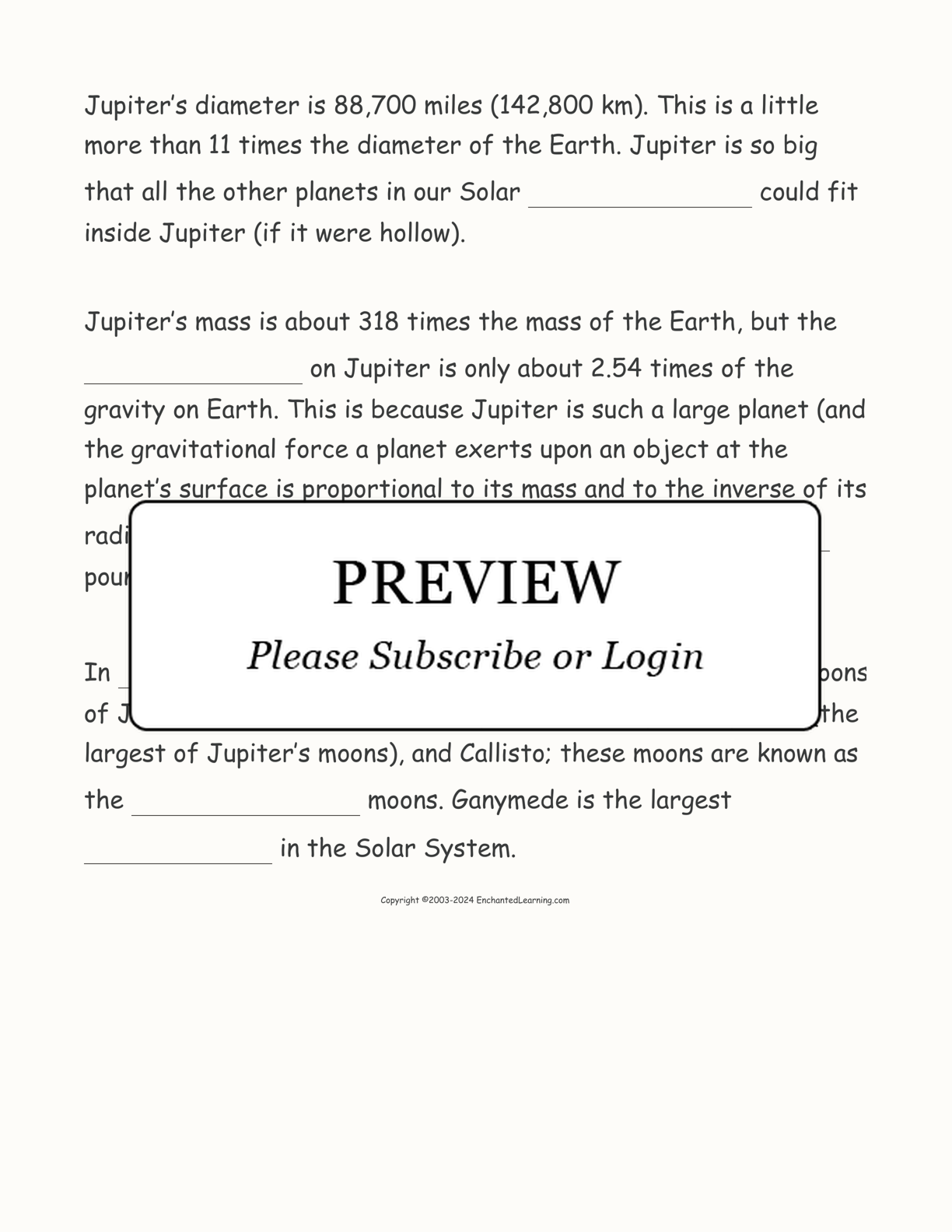 Jupiter Cloze Activity interactive worksheet page 2