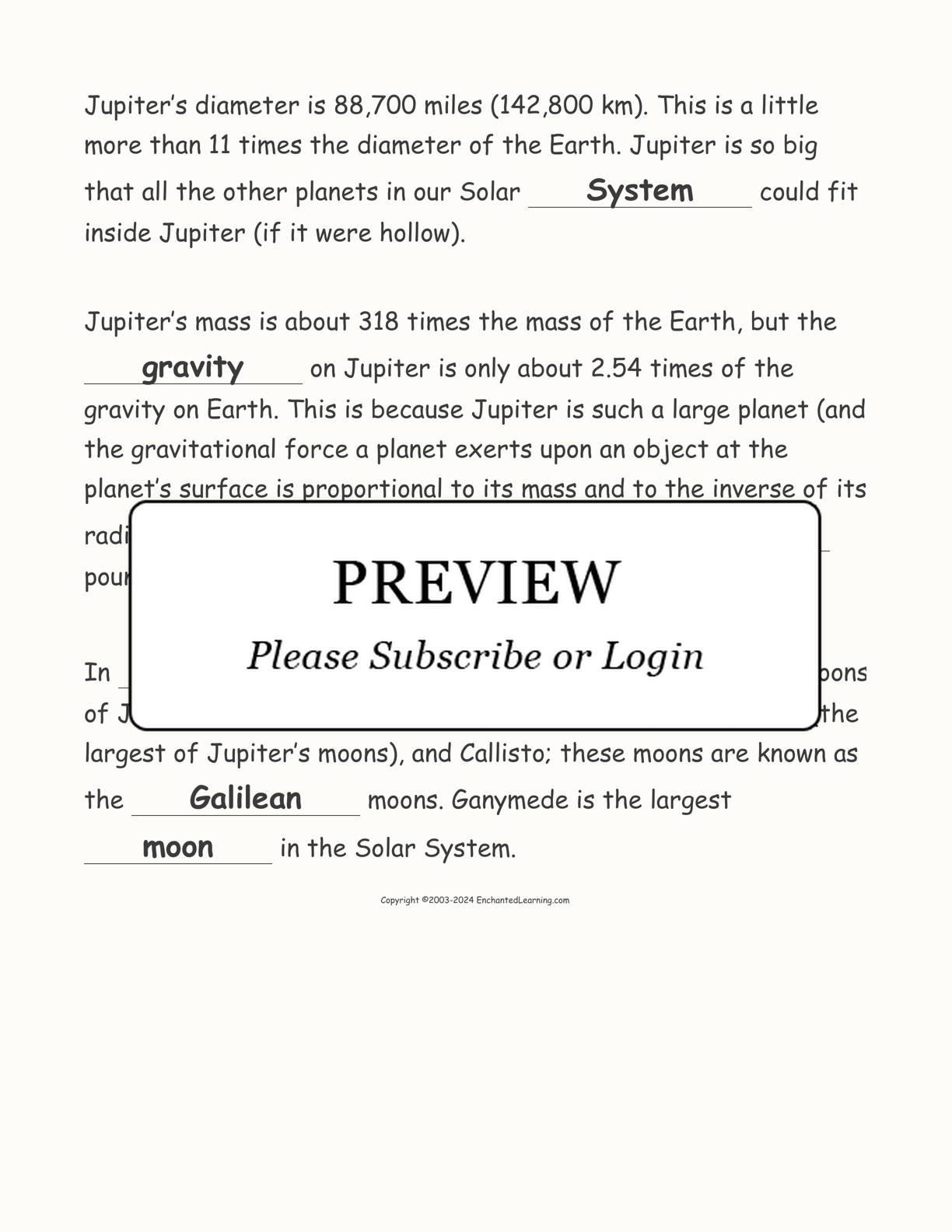 Jupiter Cloze Activity interactive worksheet page 4