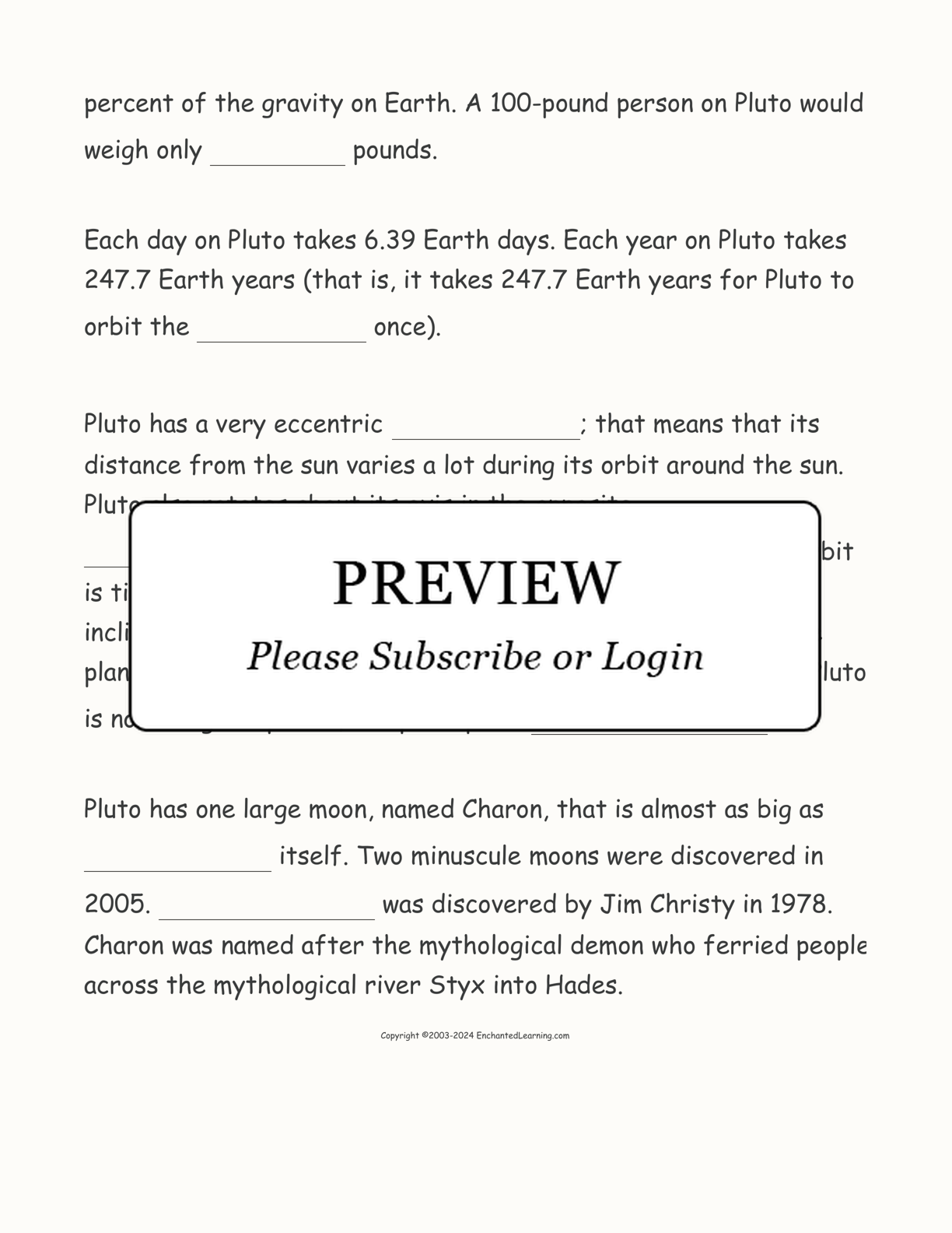 Pluto Cloze Activity interactive worksheet page 2