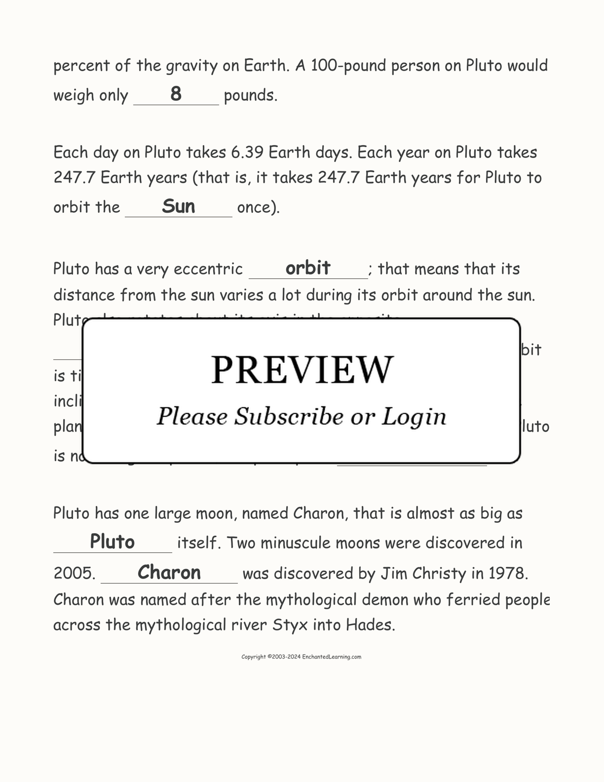 Pluto Cloze Activity interactive worksheet page 4