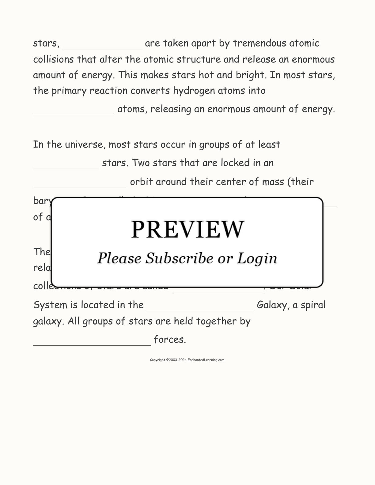 Stars Cloze Activity interactive worksheet page 2