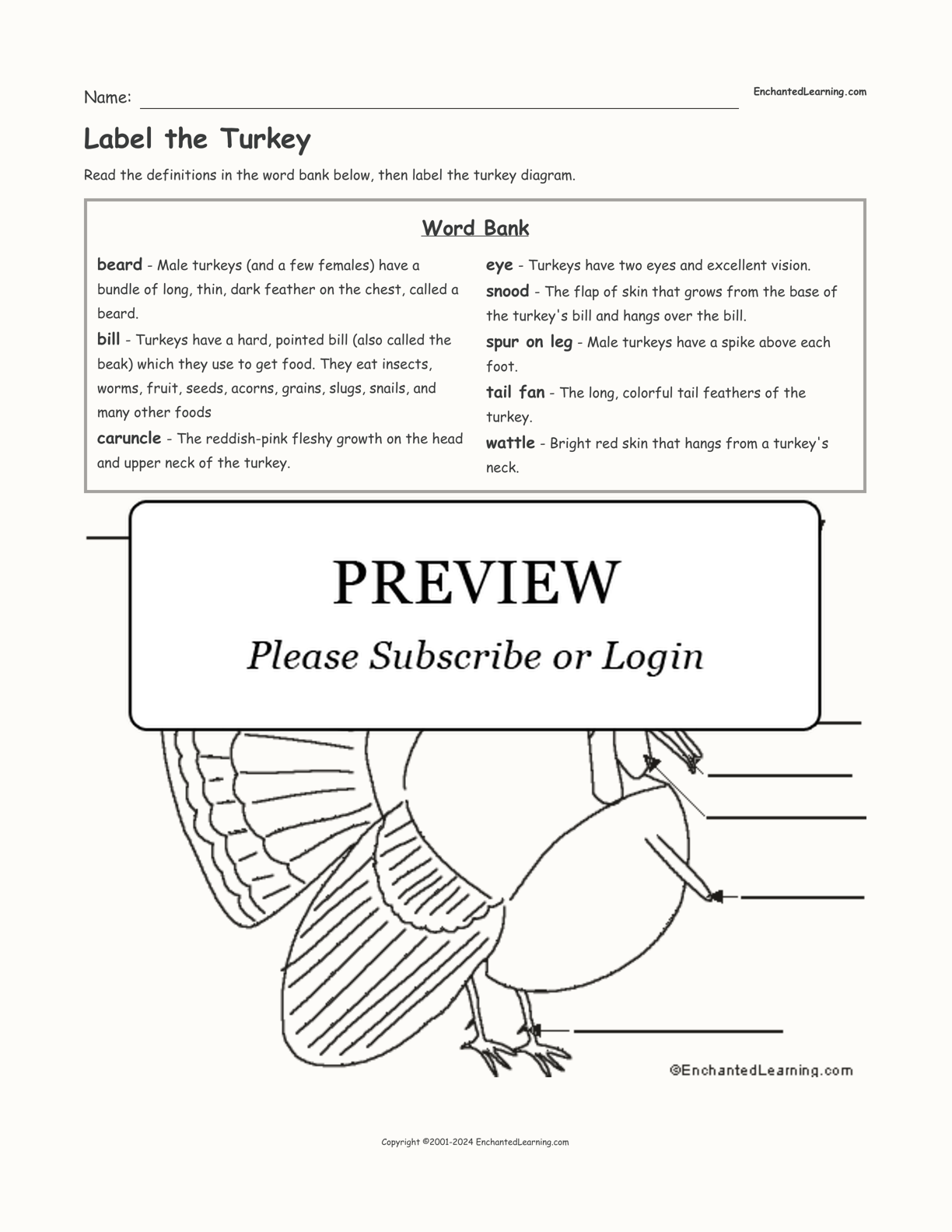 Label the Turkey interactive worksheet page 1