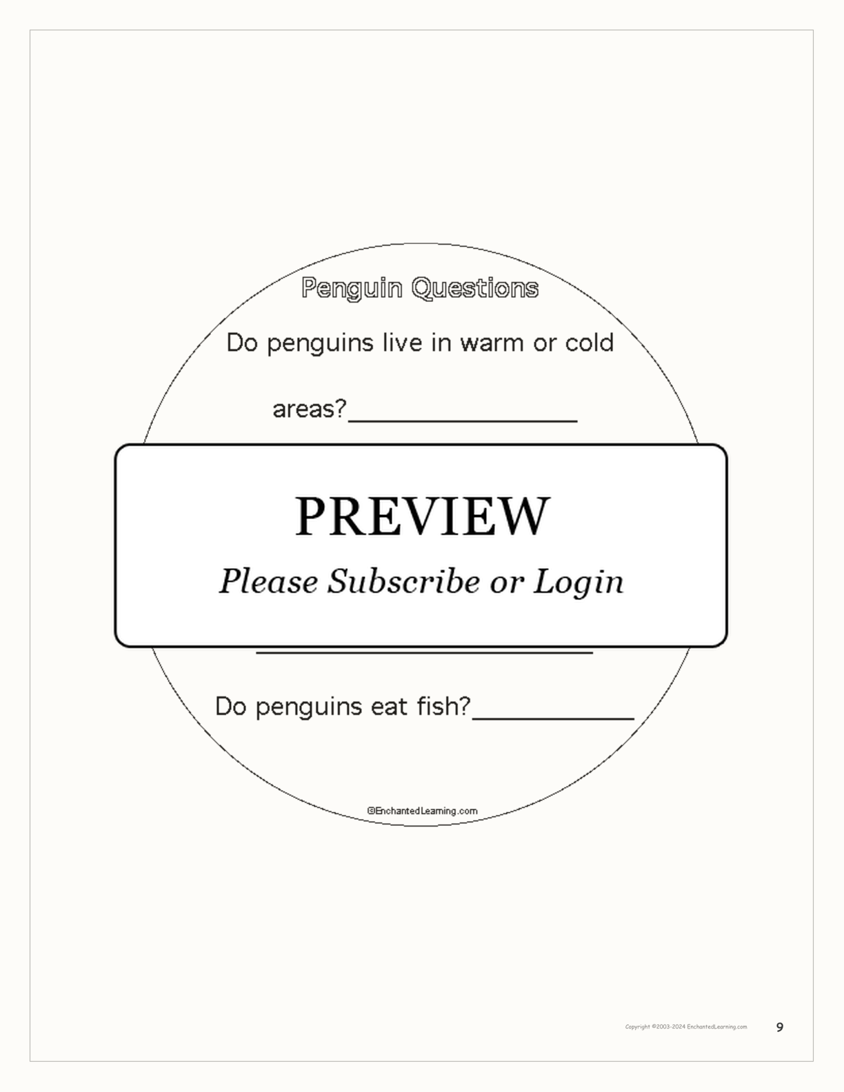Penguin Shape Book Printouts interactive worksheet page 9