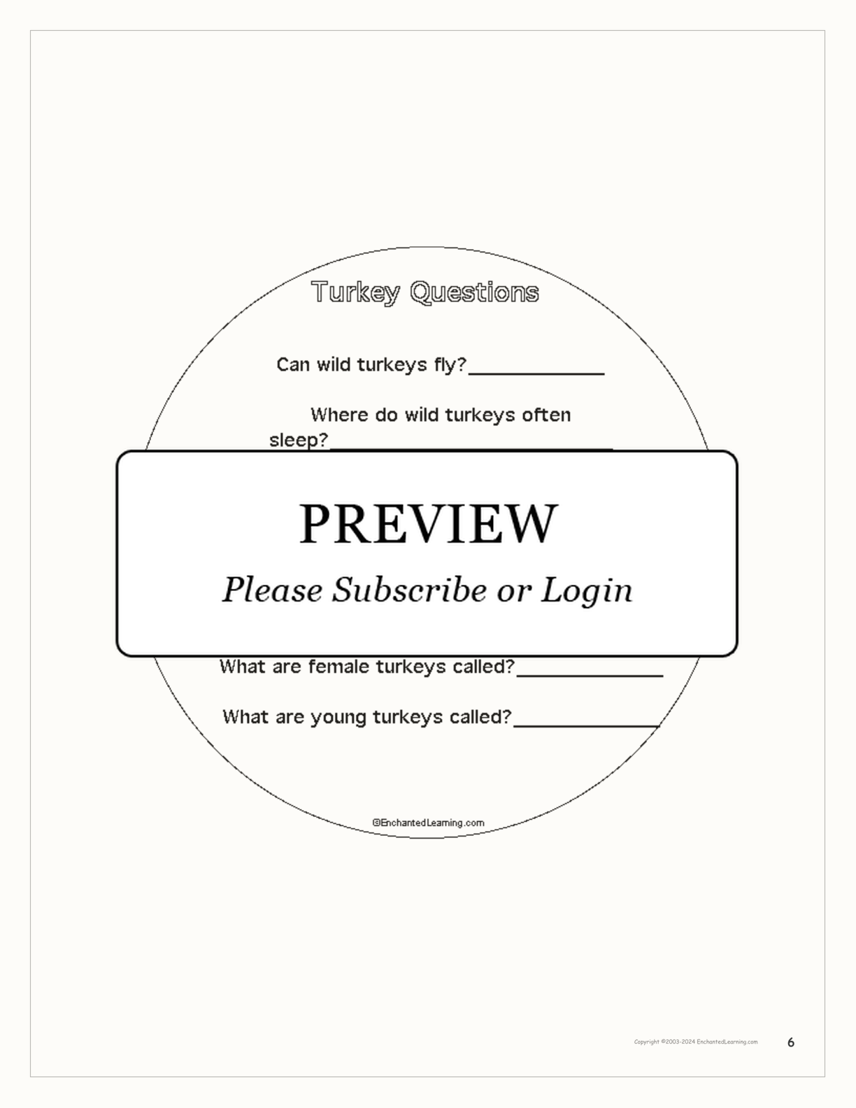 Turkey Shape Book Printouts interactive printout page 6