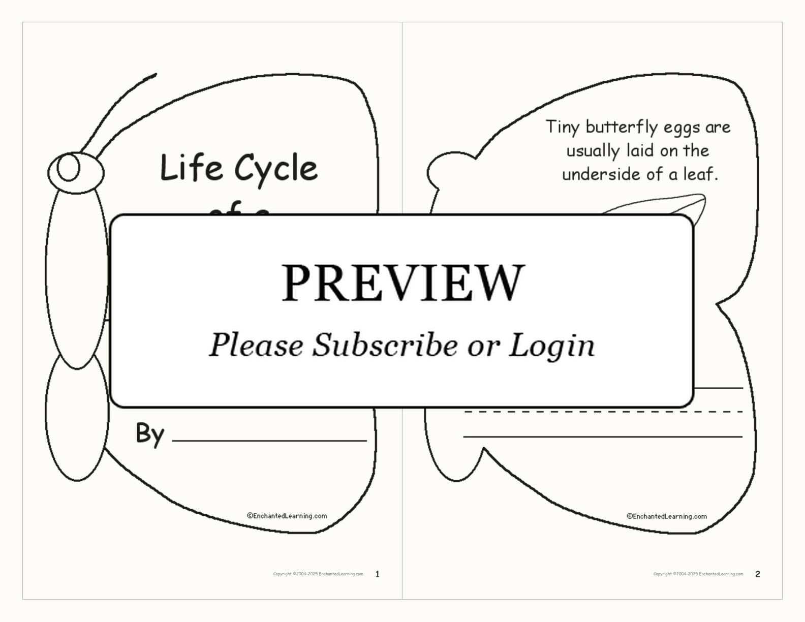 Life Cycle of a Butterfly Book interactive printout page 1