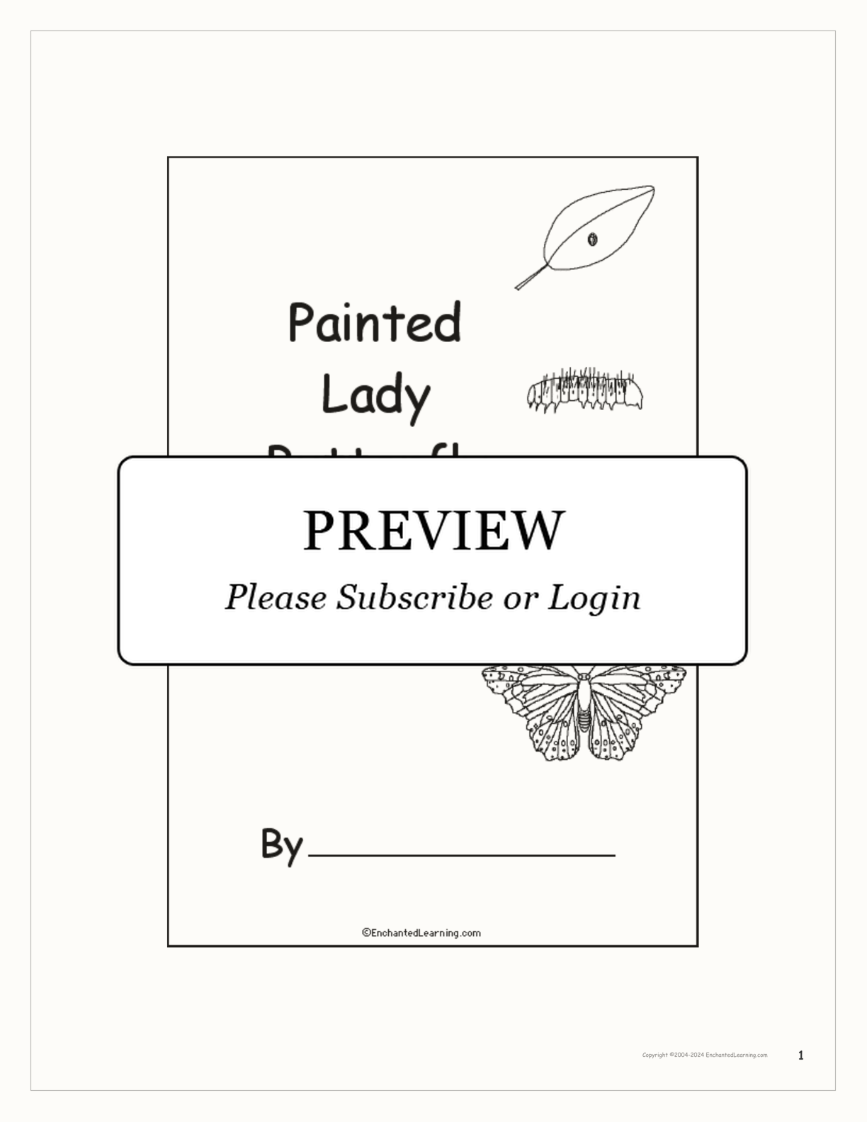 Painted Lady Butterfly Book interactive printout page 1