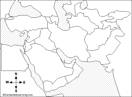 Middle East Outline Map Enchantedlearning Com
