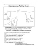 Brachiosaurus Follow the Instructions Worksheet