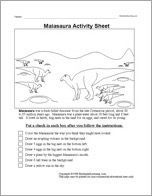 Maiasaura Follow the Instructions Worksheet