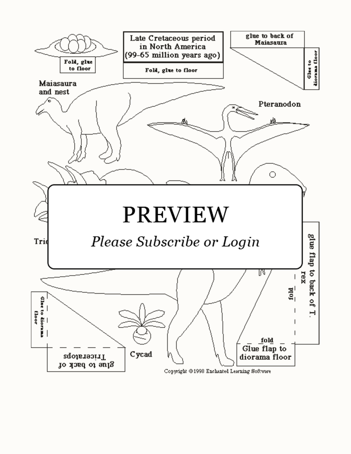 Dinosaur Diorama Template Cretaceous #1 interactive printout page 1